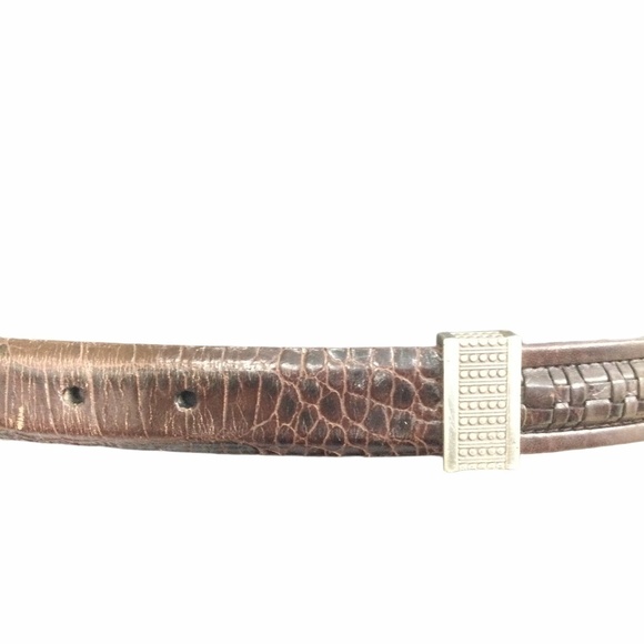 Brighton Silver and Brown Croc Leather Belt Womens Size 32 ML - Picture 6 of 7
